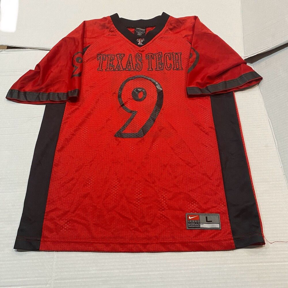 Vintage Texas Tech Red Raiders #9 Nike Football Jersey Youth Large Red Black
